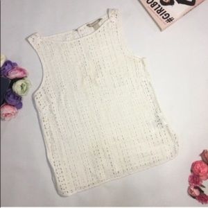 Banana Republic Top White Perforated Sleeveless XS